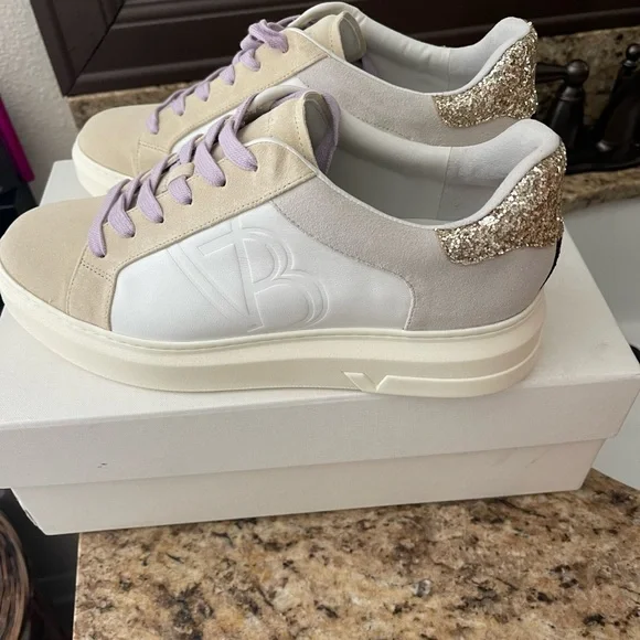 Veronica Beard Beige and Gold Athletic Shoes - Picture 1 of 9